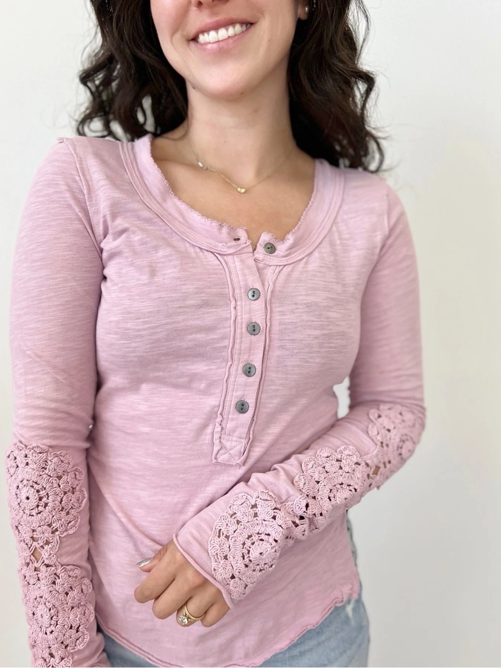 Free People We The Free Our Song Henley - Candied Lilac XL